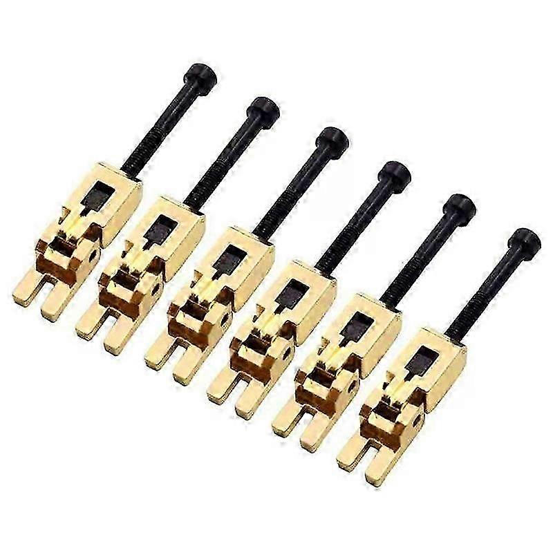 Set of 6 Double Locking System Locked Saddles for Floyd-Rose Guitar Tremolo Bridge(Golden)