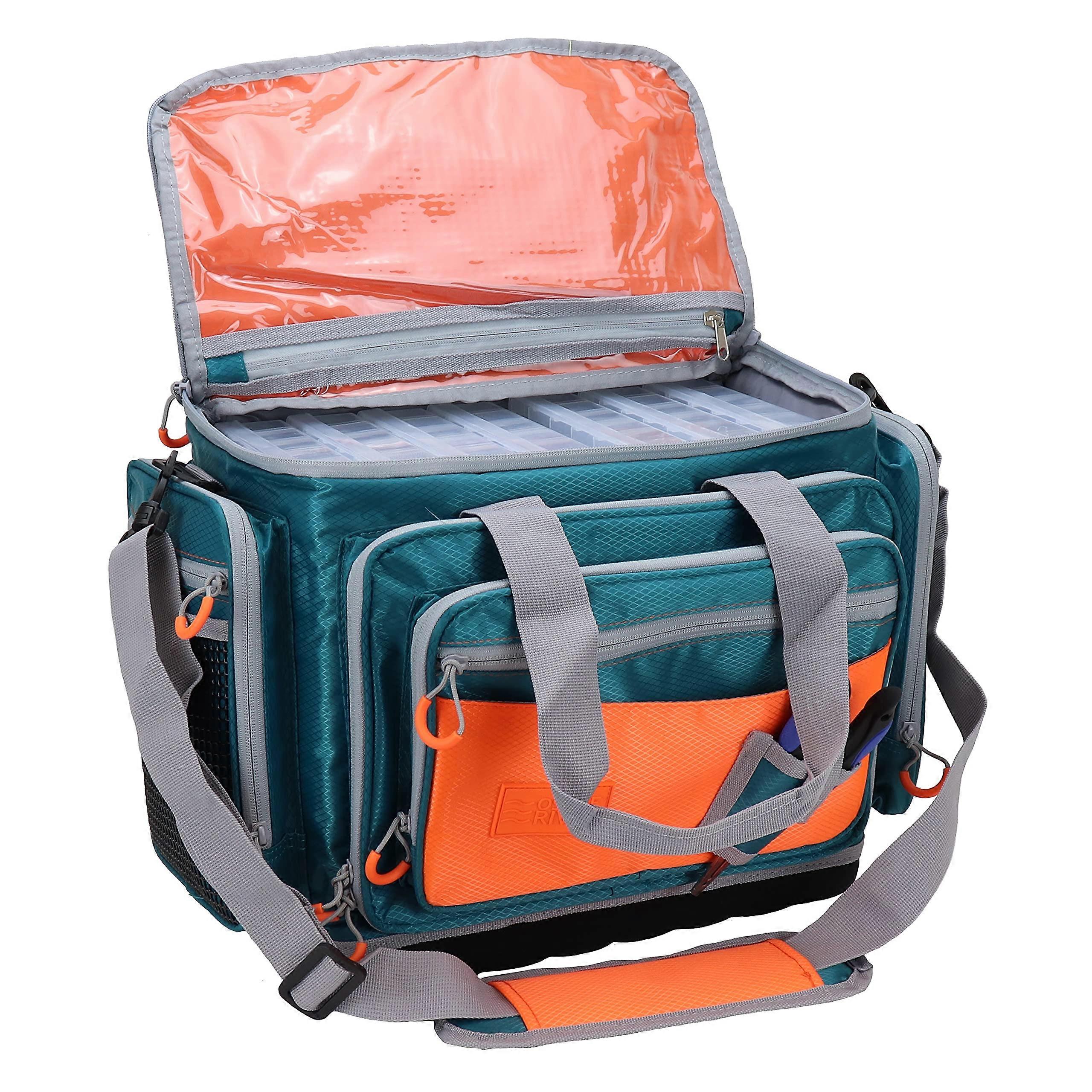 Tackle Box with Non-Slip Base, Padded Shoulder Strap and Fishing Pliers for Saltwater Fishing Medium Size