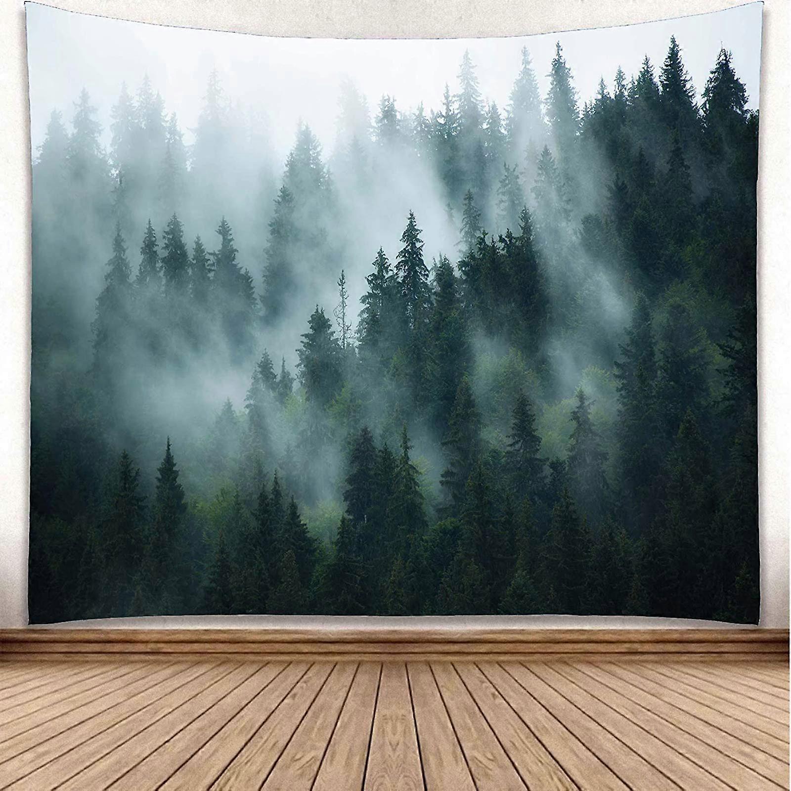 Foggy Tree Wall Hanging Tapestry for Bedroom 80''W x 60''L