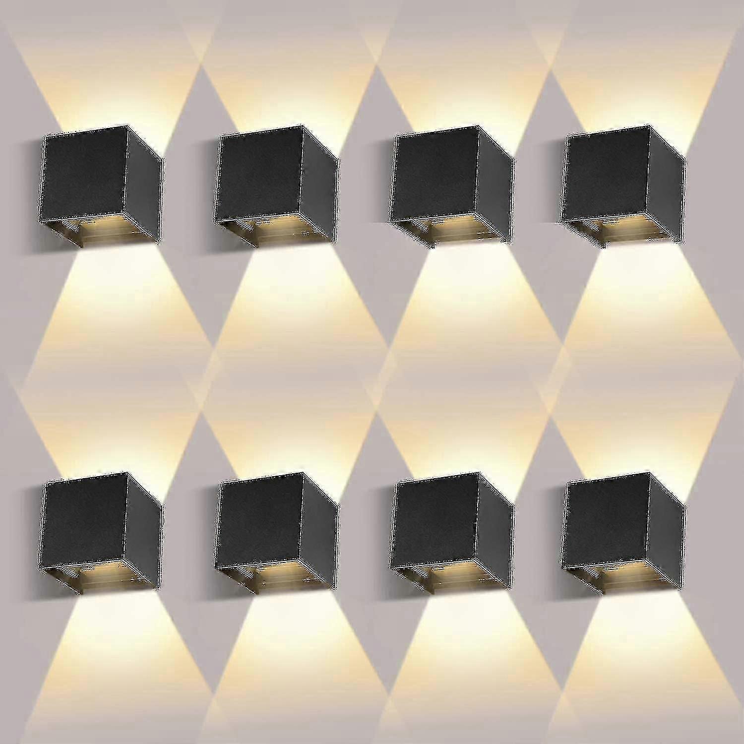 8er-Pack LED-Wandleuchte für den Innen- und Außenbereich, 12W, 3000K, einstellbarer Abstrahlwinkel, wasserdicht IP65