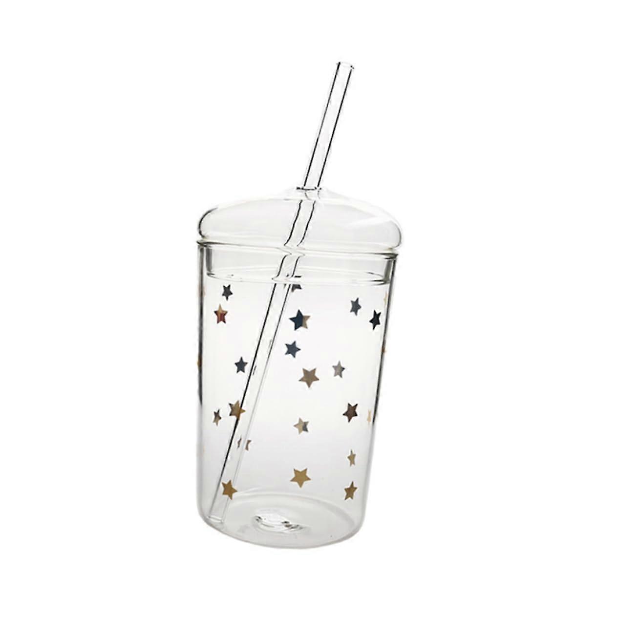 Large Capacity Glass Straw Cup - High Borosilicate Glass Drinkware for Juice, Cocktails, Home Use, and Entertaining
