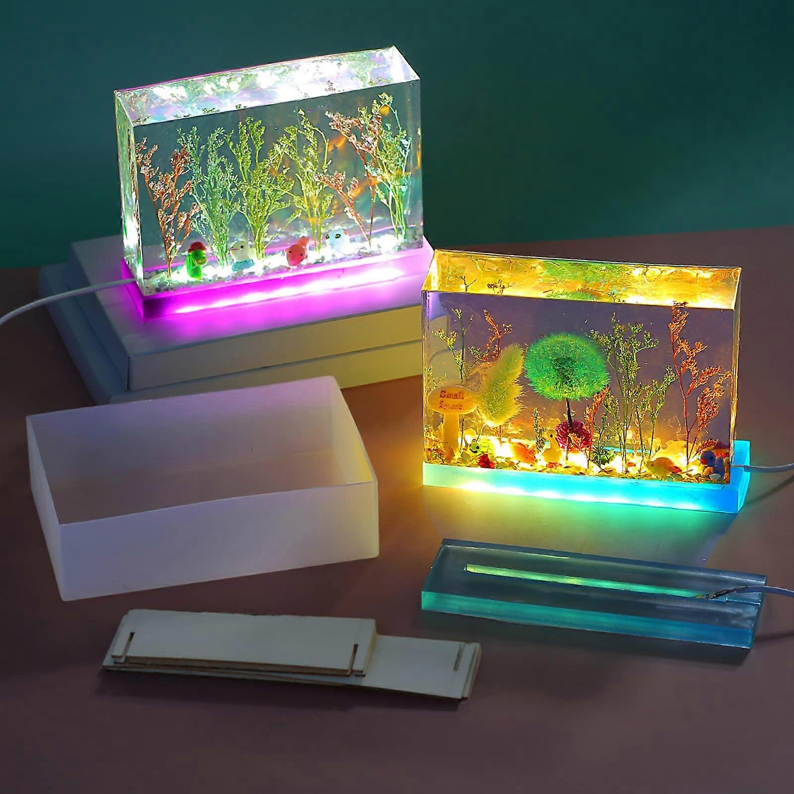 Square Light Resin Silicone Molds 4 Pcs Lamp Holder For Flower Preservation With USB Light Epoxy Resin Casting DIY