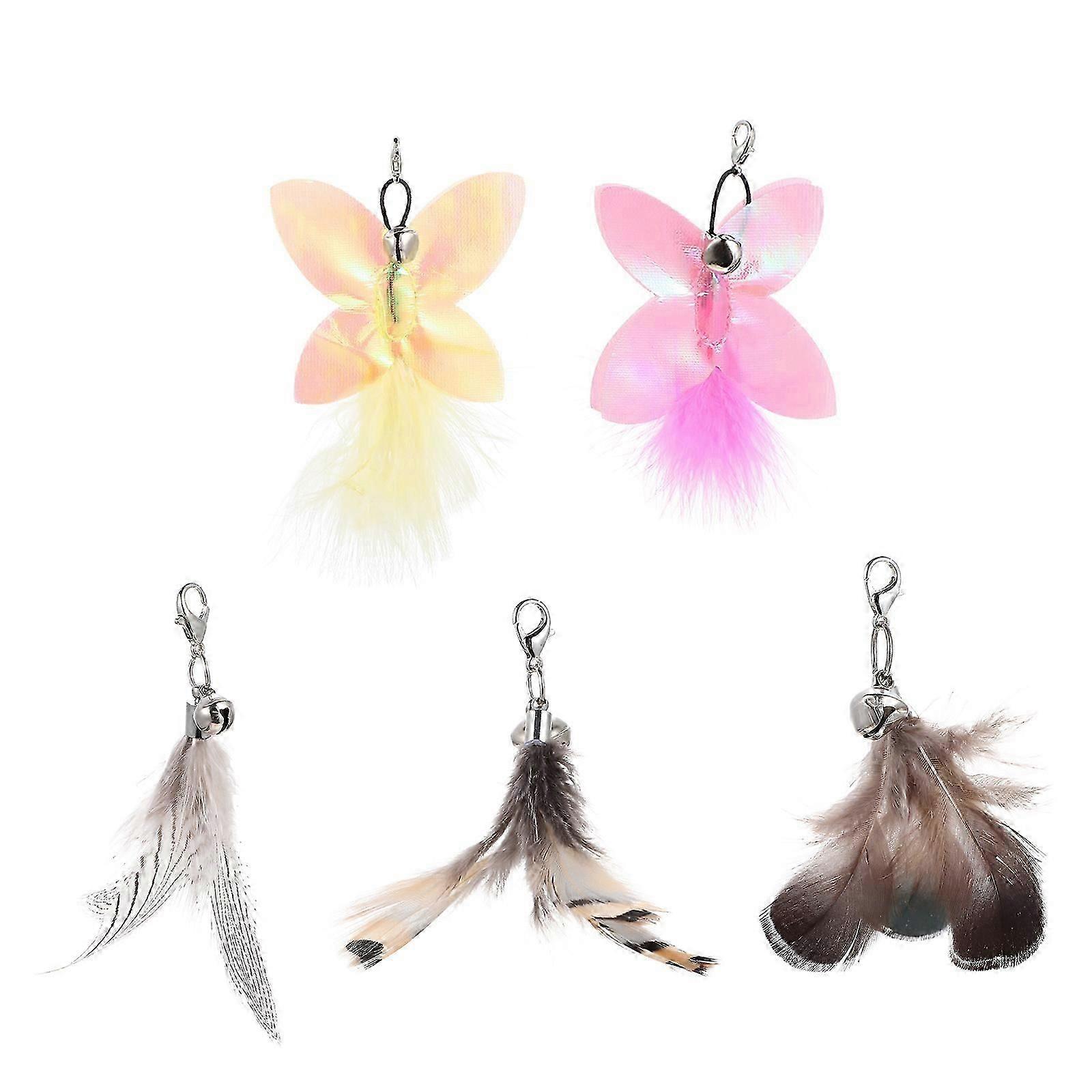 5Pcs Cat Interactive Toys Cat Wand Replacement Cat Teaser Attachment (Mixed Style)