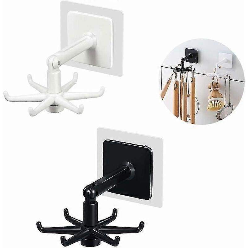10pcs Coat Hooks 360 Degree Rotating Hooks, No Hole Hook, Self Adhesive Hook, Rotating Storage Hook, Plug Hook, Self Adhesive Hangers, Space Saving,