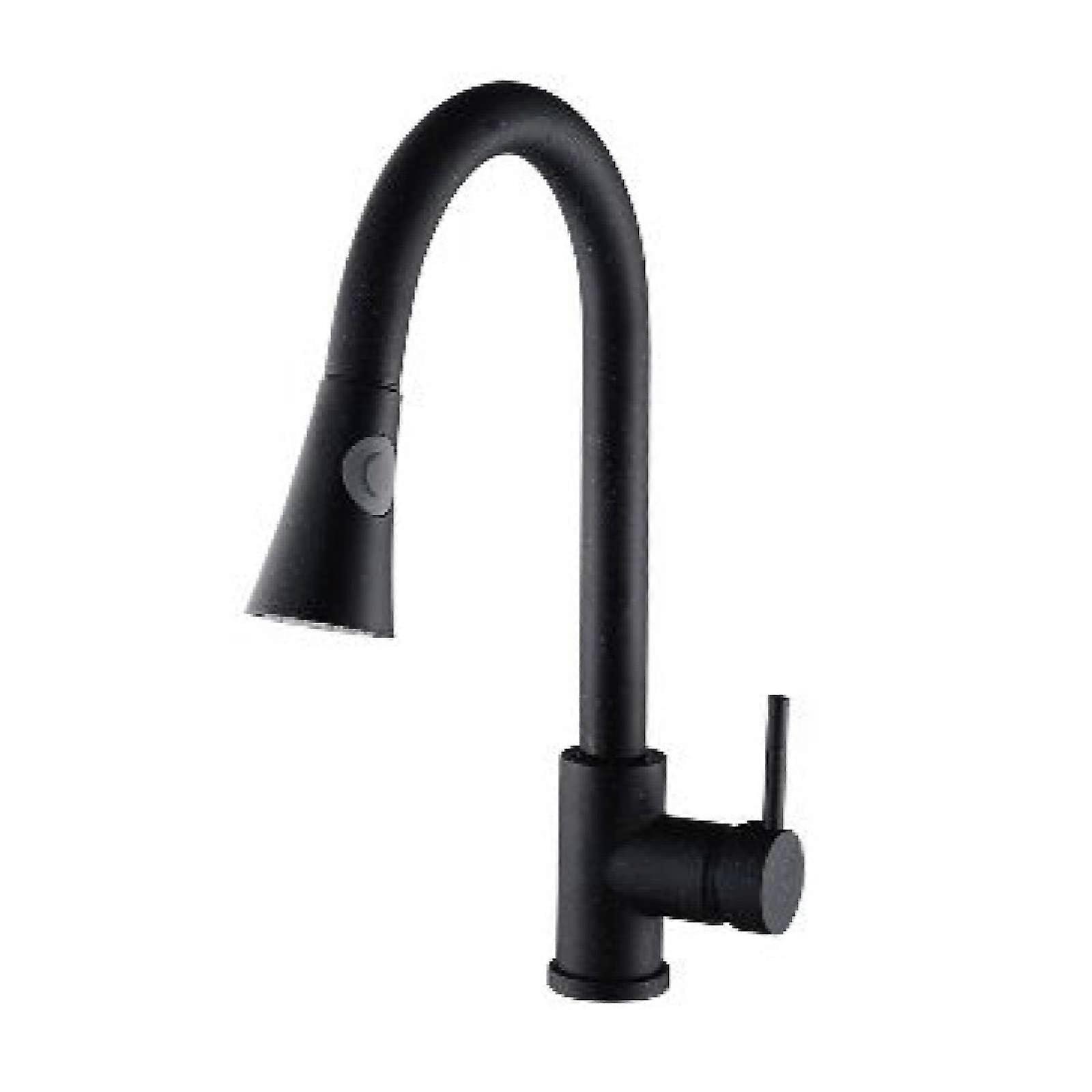 Kitchen Faucet with Pull Down Sprayer, 360° Rotating Single Handle Mixer for Hot and Cold Water, White and Black Finish