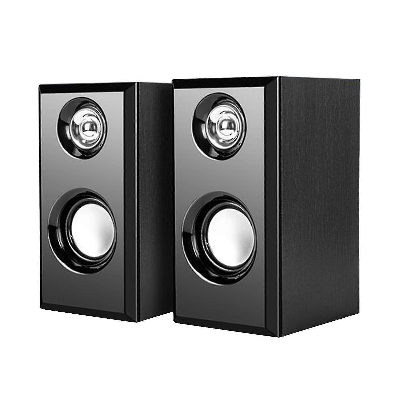 1 Pair Computer Speakers USB Powered Surround Sound Wooden Desktop Wired Loudspeakers for Laptop
