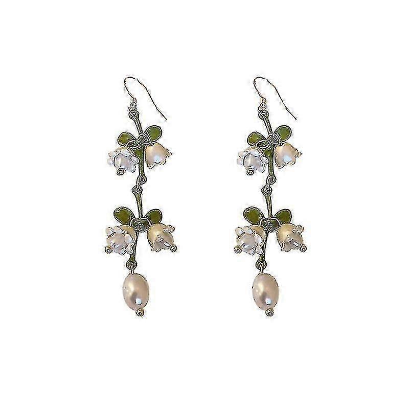 JiaWei Français Rétro Élégant Lys Blanc Dans La Vallée Boucles D’oreilles Douce Et Douce Niche Kh2