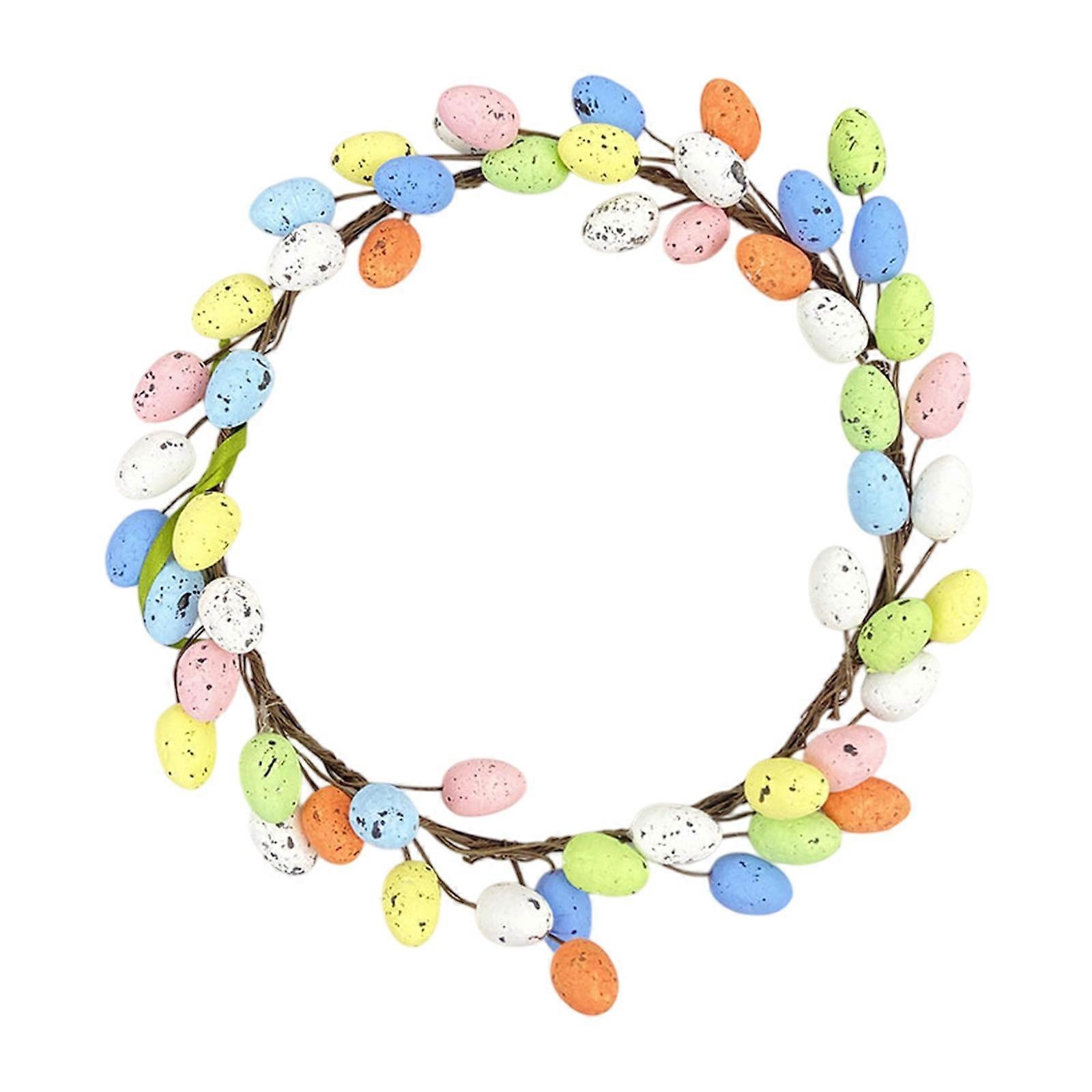 Simulated Eggs Wreath Easter Decoration Ring Eggs Hanging Decoration Holiday Atmospheres Decoration Door Ring Door Hanging PUW3228
