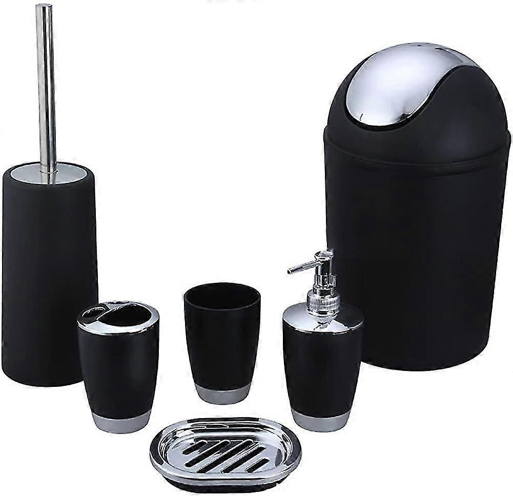 6ピースバスルームアクセサリーセットタンブラー歯ブラシホルダーゴミ箱トイレブラシ
