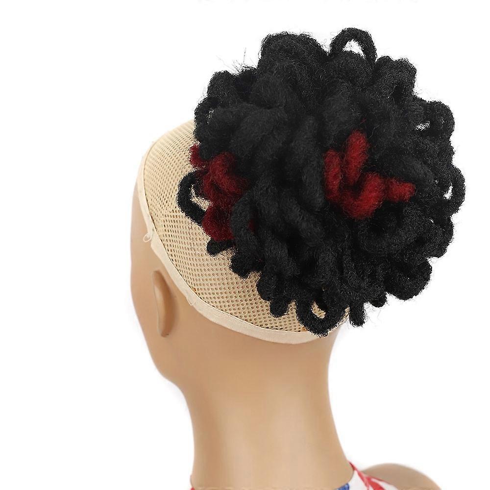 LSFBZB Drawstring Dreadlocks Wig Caterpillar Dreadlock Shaggy Hair Bun, Spec: 1BHBUG