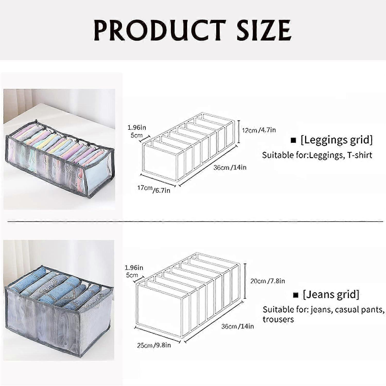 Foldable Wardrobe Clothes Organizer: 2-Pack with 7 Compartments - Ideal for Clothes Socks and More