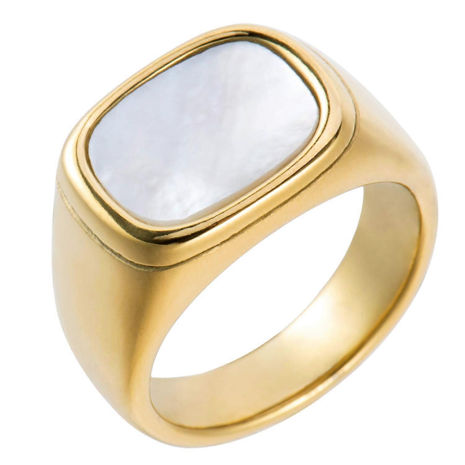 18k Gold Plated Women's Golden Signet Ring with Star Spraying Design, Adjustable Size, Durable Alloy Material