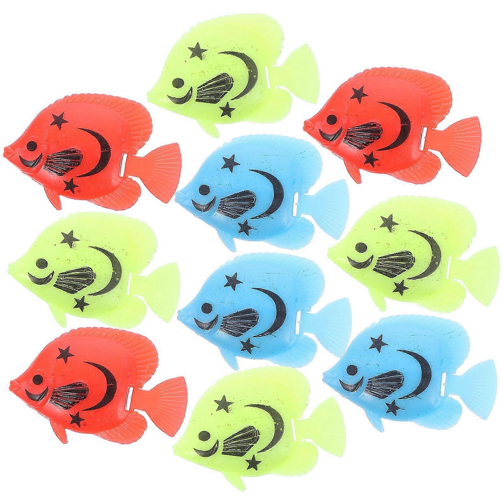 10pcs Plastic Artificial Fish Simulation Fake Fish Floating Vivid Landscape Aquarium Ornament Decoration (Random Pattern)