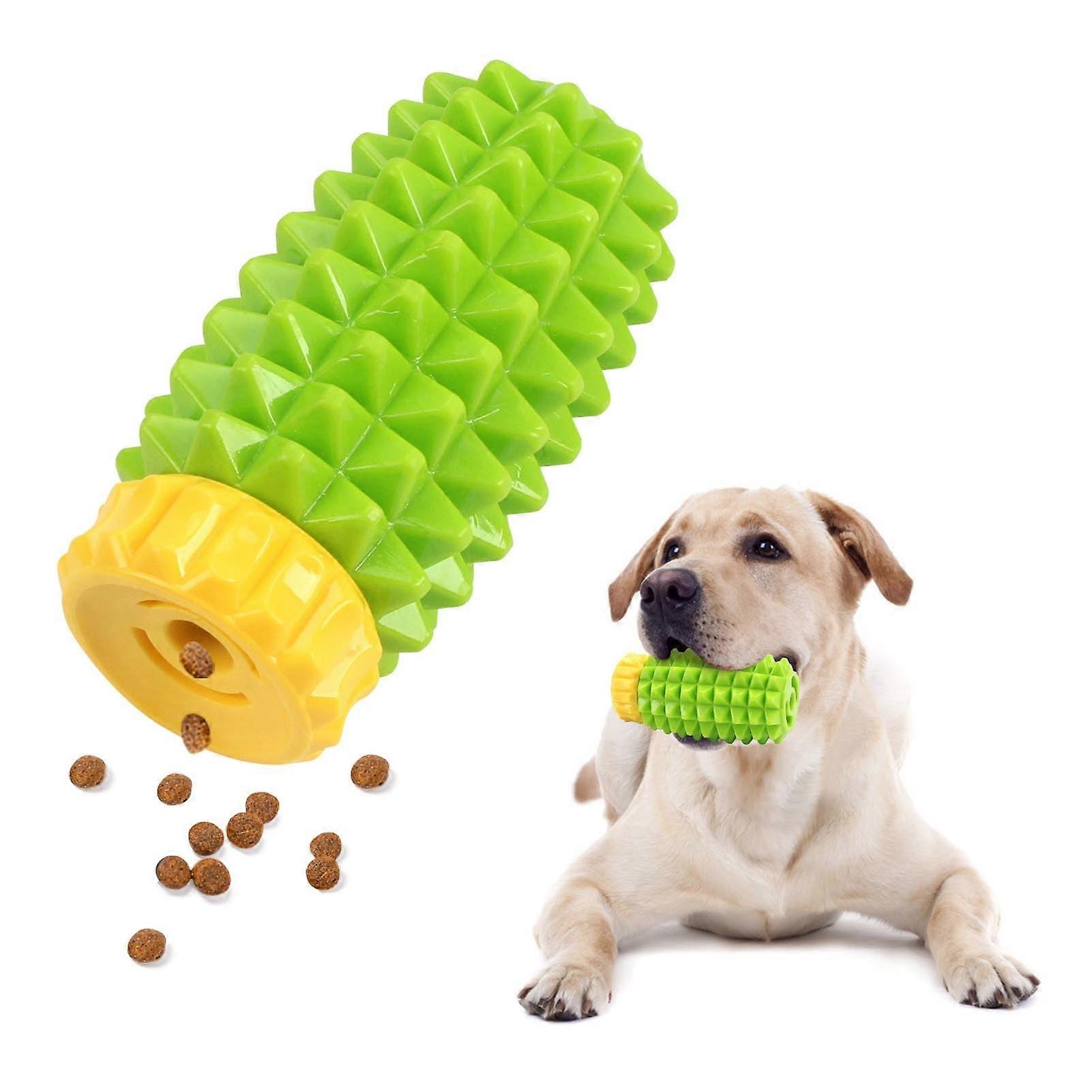 Dog Chew Toy Interactive Pineapple Shape Bite Proof Toy for Small Medium Large Dogs Green Yellow