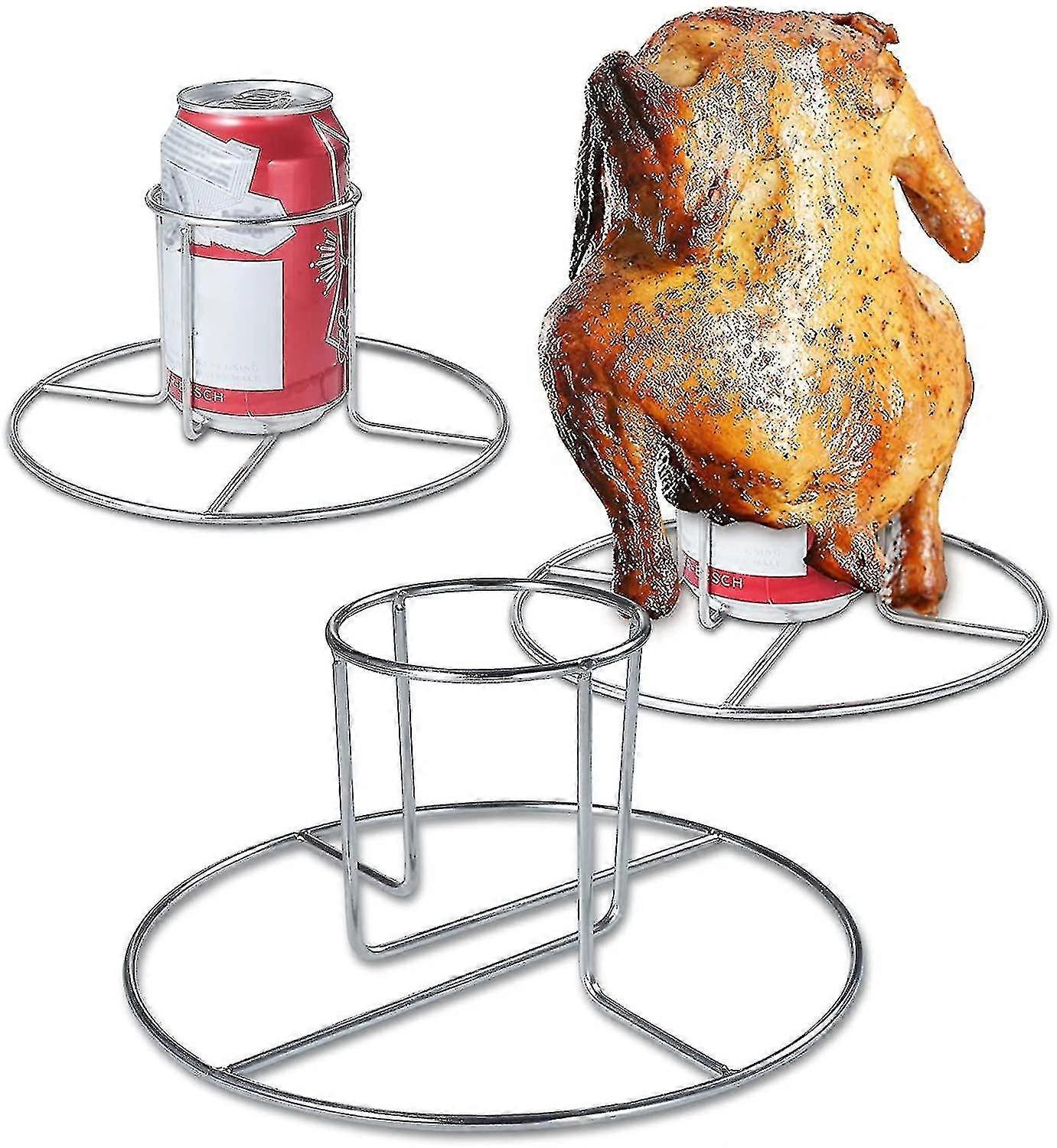 2pcs η σχάρα κοτόπουλου στάση ανοξείδωτου bbq που ψήνει την μπύρα κατόχων μπύρας μπορεί ράφι κοτόπουλων