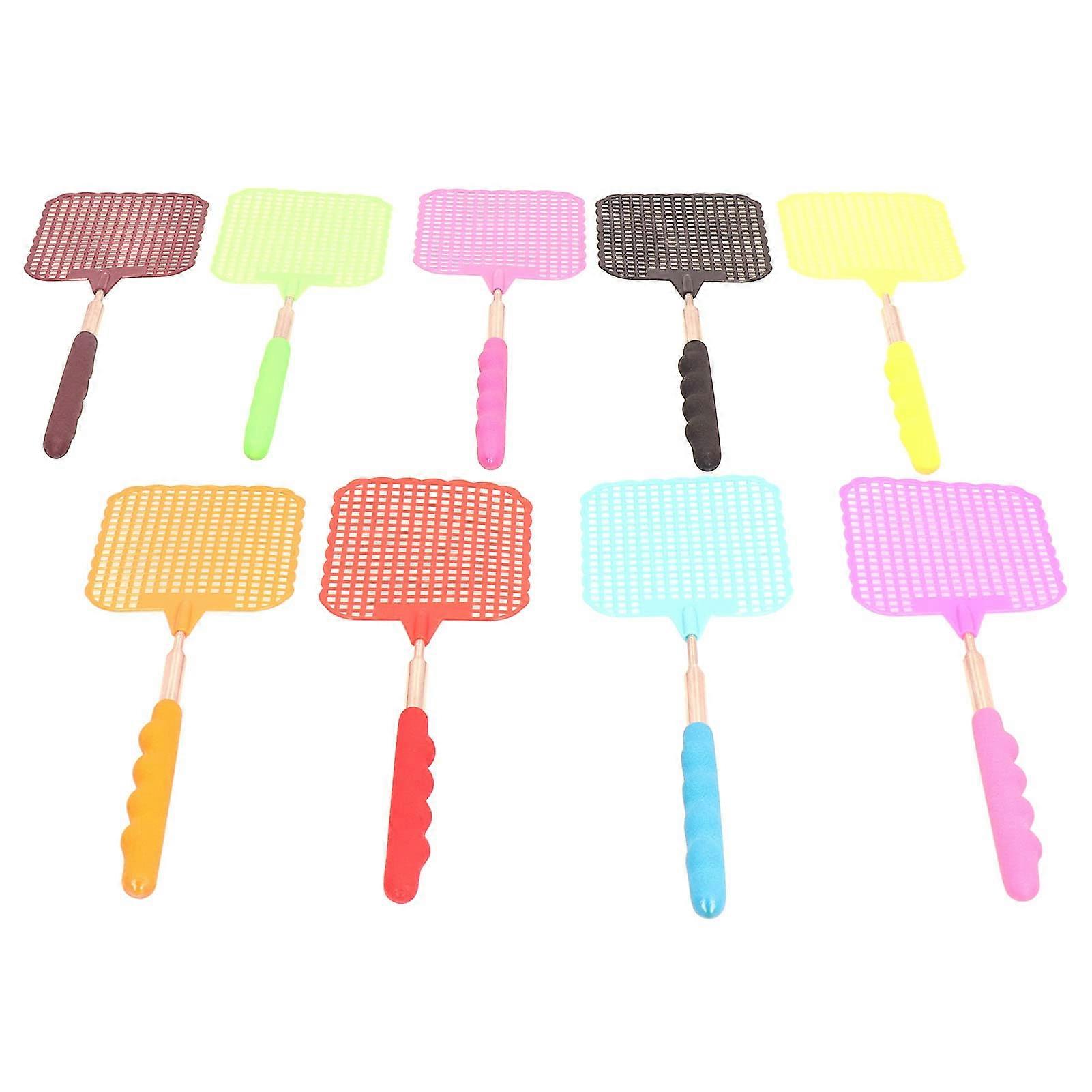 9PCS Mini Fly Swatter Set with Retractable Steel Handle for Home, Dormitory, and Camping Use