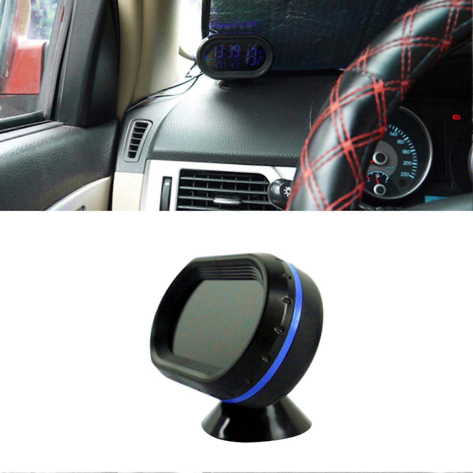 Car Thermometer Digital Clock DC 12V Dual Temp Gauge 9.2x7.5cm