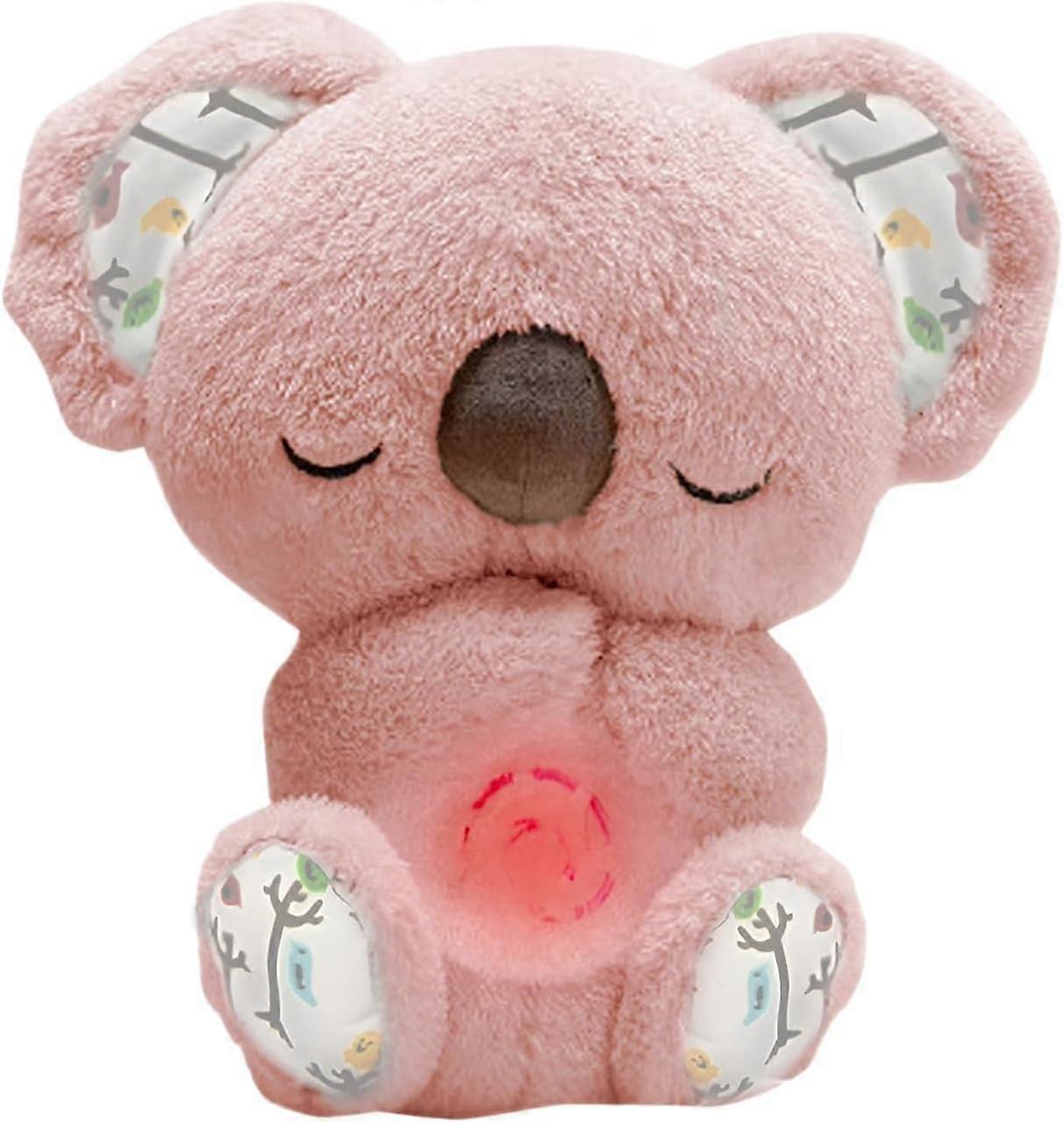 Koala Relief Plush Sleep Aid with Breathing Function, Musical Lights, and Rhythmic Movement - Pink Color
