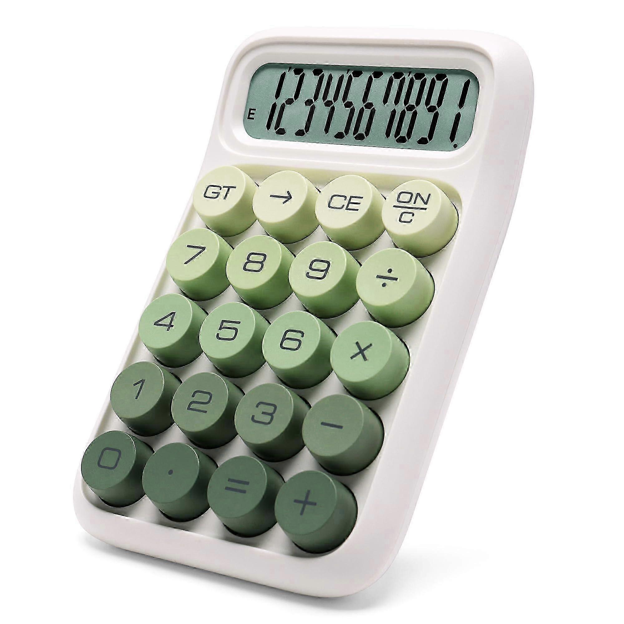 Mechanical Switch Calculator,10 Digits,Large LCD Display,Green Gradient Desktop Calculator Big Buttons-Gradient Green