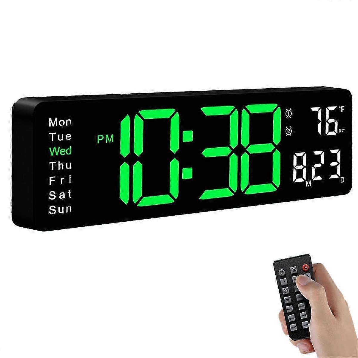 Digital Wall Clock, Large Display Digital Clock with Remote Control,for Living Room, Bedroom, Decor-JC