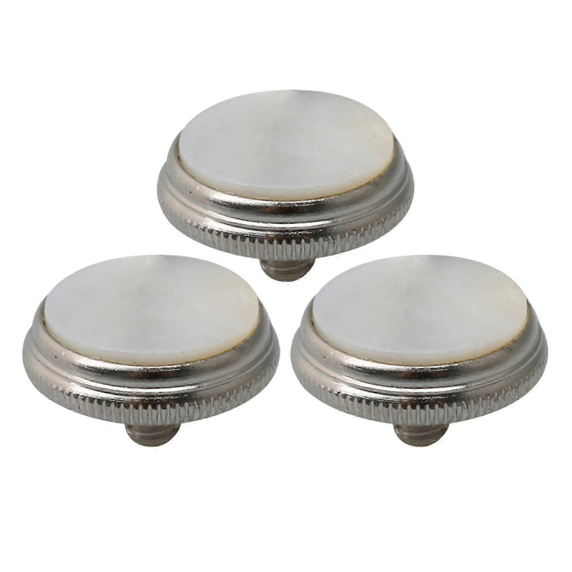 Brass Instrument Replacement Parts 3 Pcs Silver Trumpets Finger Buttons Zinc Alloy White Shell Inlays