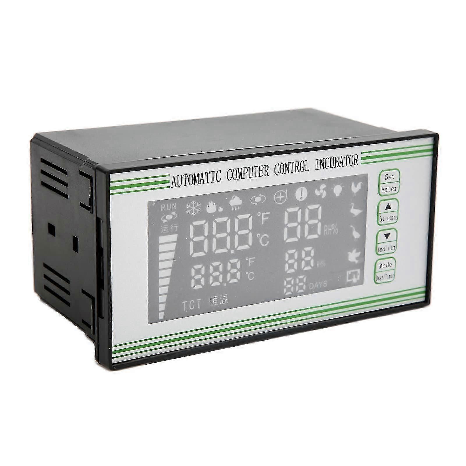 Digital Temperature Controller, Automatic Temperature Humidity Controller, Multifunction Thermometer Hygrometer for Egg Incubator (110V)