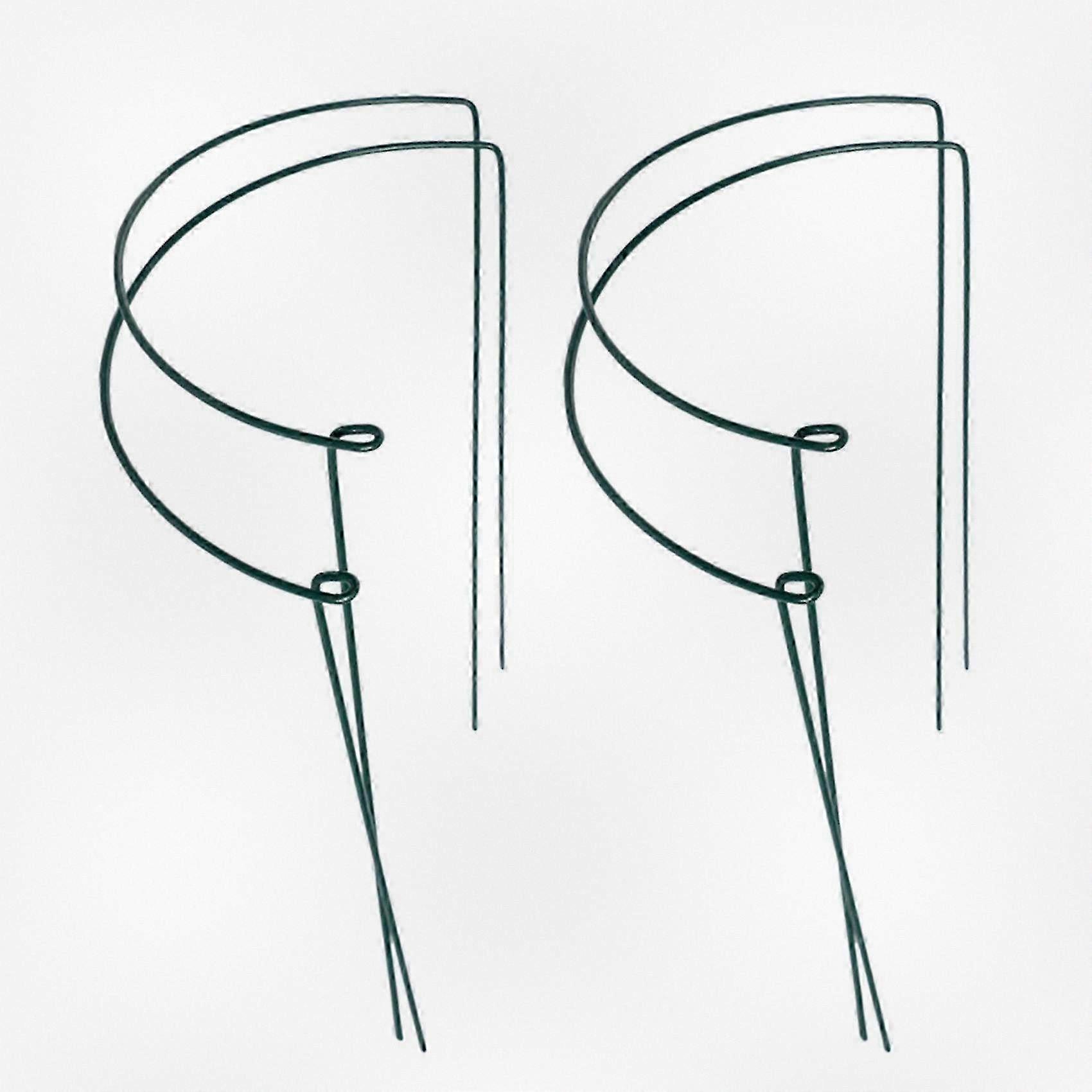 Set of 4 Metal Garden Plant Support Stakes with Half Round Design �C Enhance Your Plant Growth with Large Support Rings