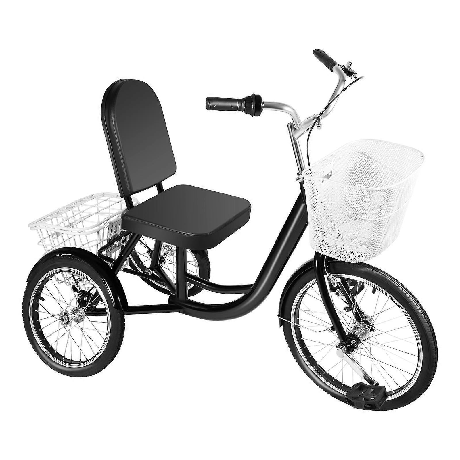 135x66CM kaatumisenestoikäinen vanhusten kolmipyörä säädettävä korkeus musta kolmipyörä 20 '' etupyörä 16 '' takapyörä