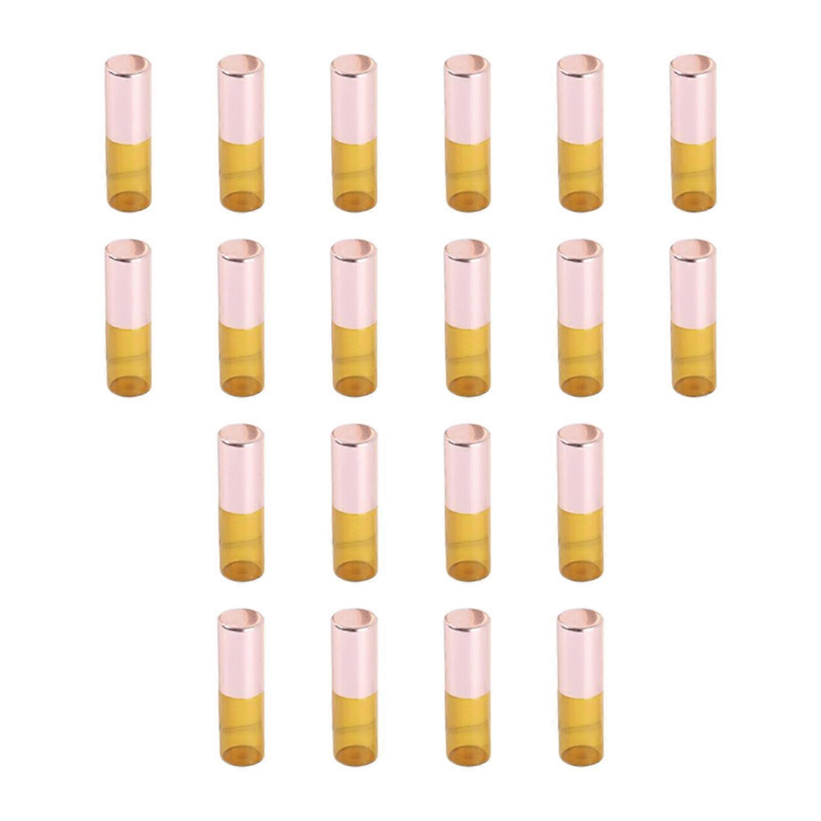 20Pcs Refillable Amber Glass Roll on Bottles Storage Jar Professional Smooth