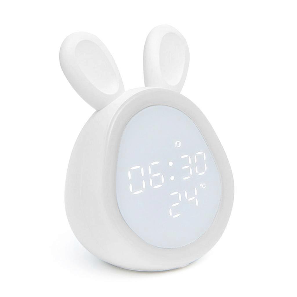 Bluetooth-compatible Alarm Clock LED Night Light Voice Control with Temperature Display Bedside Lamp White