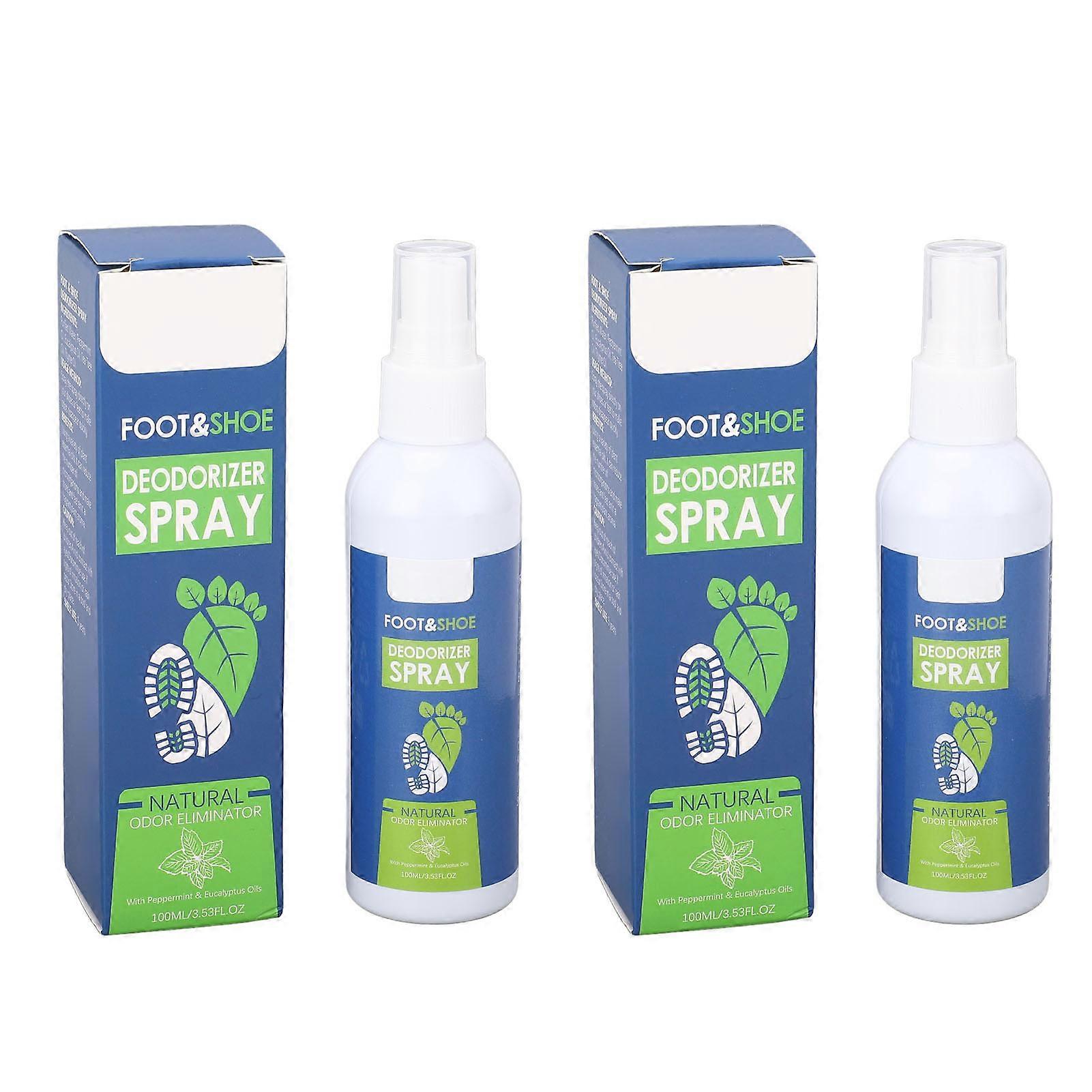 2PCS 100ml Foot Odor Spray Powerful Foot Sweat Odor Smell Elimination Spray for Boots Running Shoes Sneakers