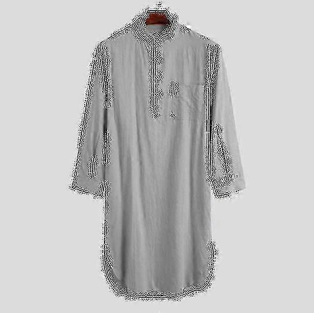 Soft Cotton Sleepwear for Men: Comfortable One-piece Nightshirt and Long Plain Pajama Gown Suitable for Various Brands