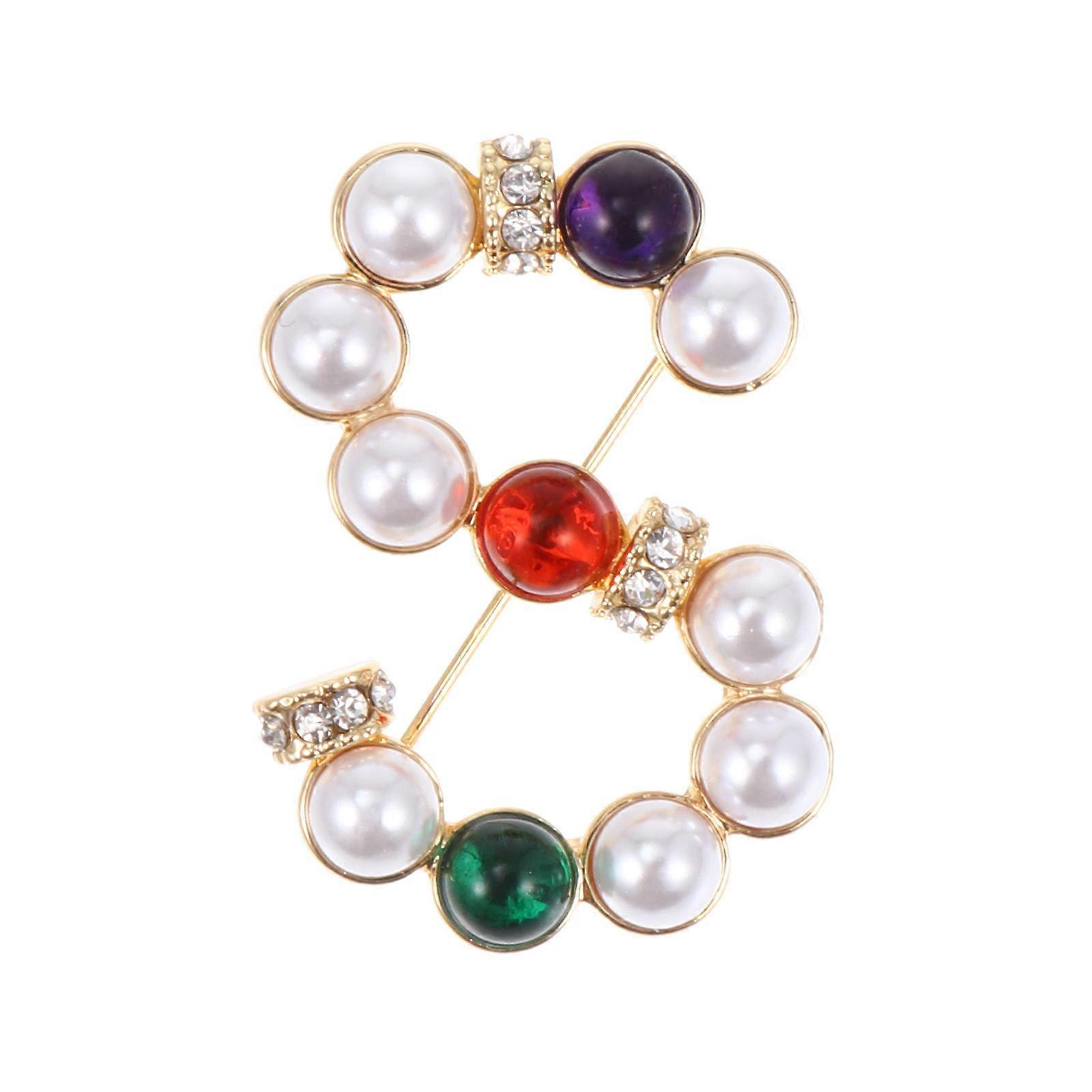 1pc Stylish Alloy Brooch Unique Collar Brooch with Delicate Letters in S Shape