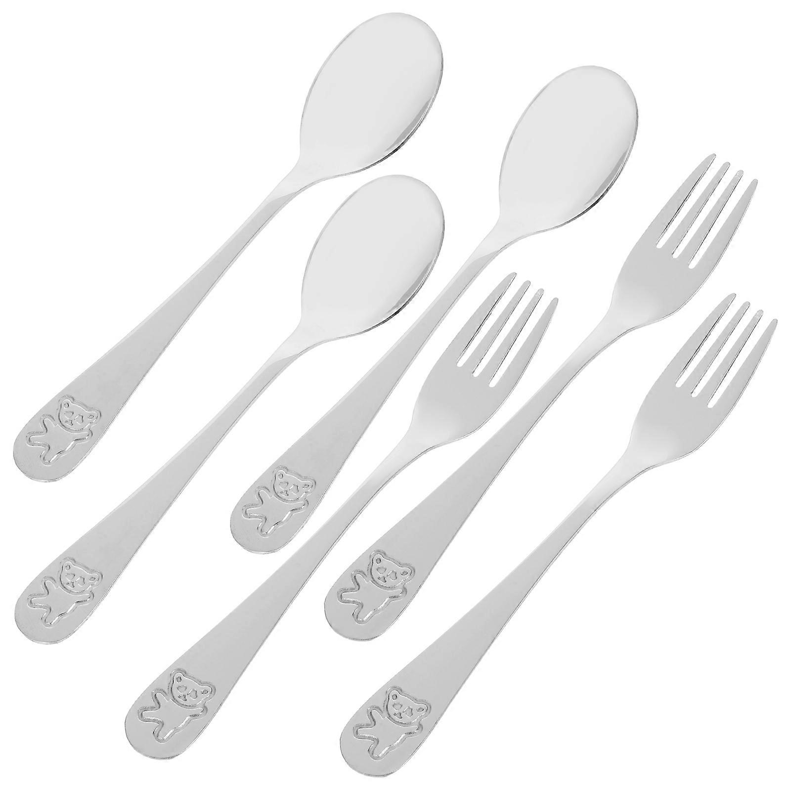 3 Sets Stainless Steel Cutlery Set with Ergonomic Forks and Spoons for Kids – Durable, Comfortable Design for Easy Grip
