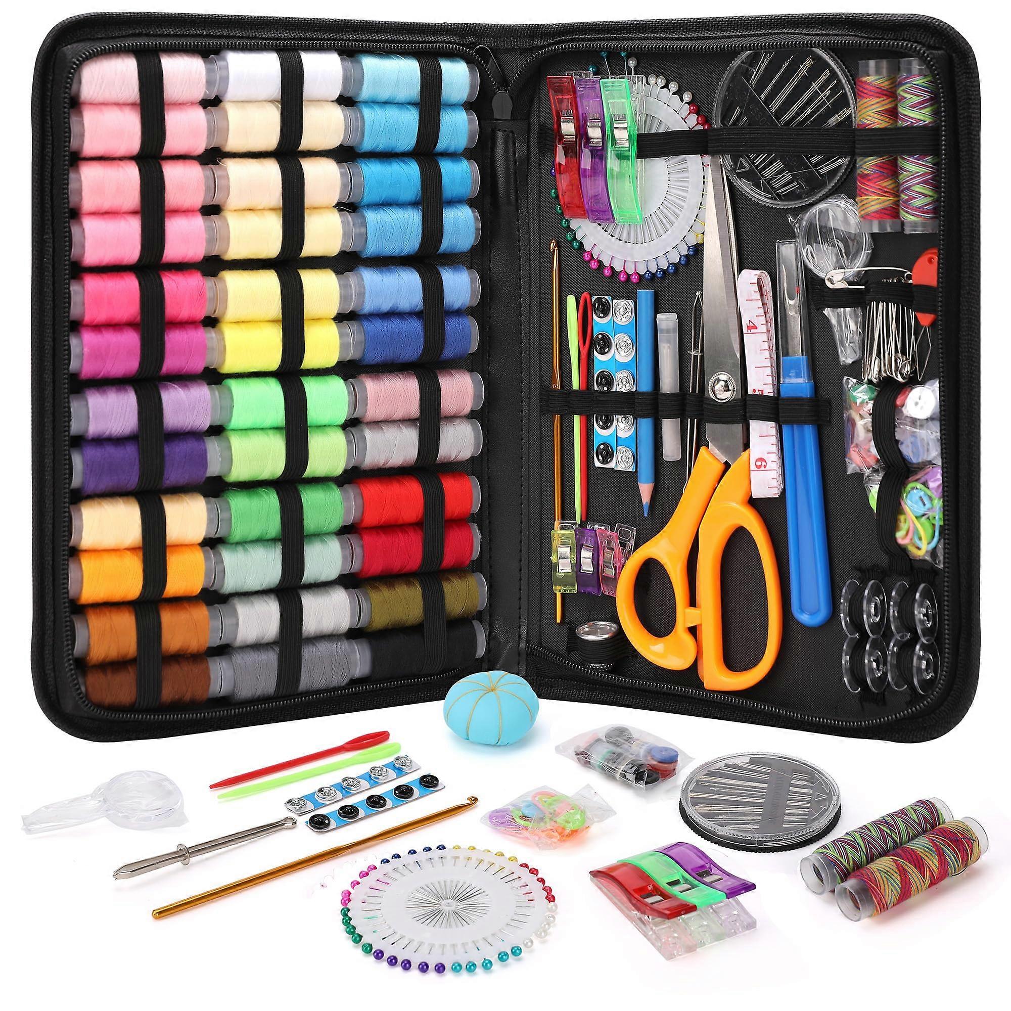 Sewing Kit For Beginners And Professionals With Tailor Scissors, 38XL Thread, Soft Tape Measure, Needles Travel Gift Set