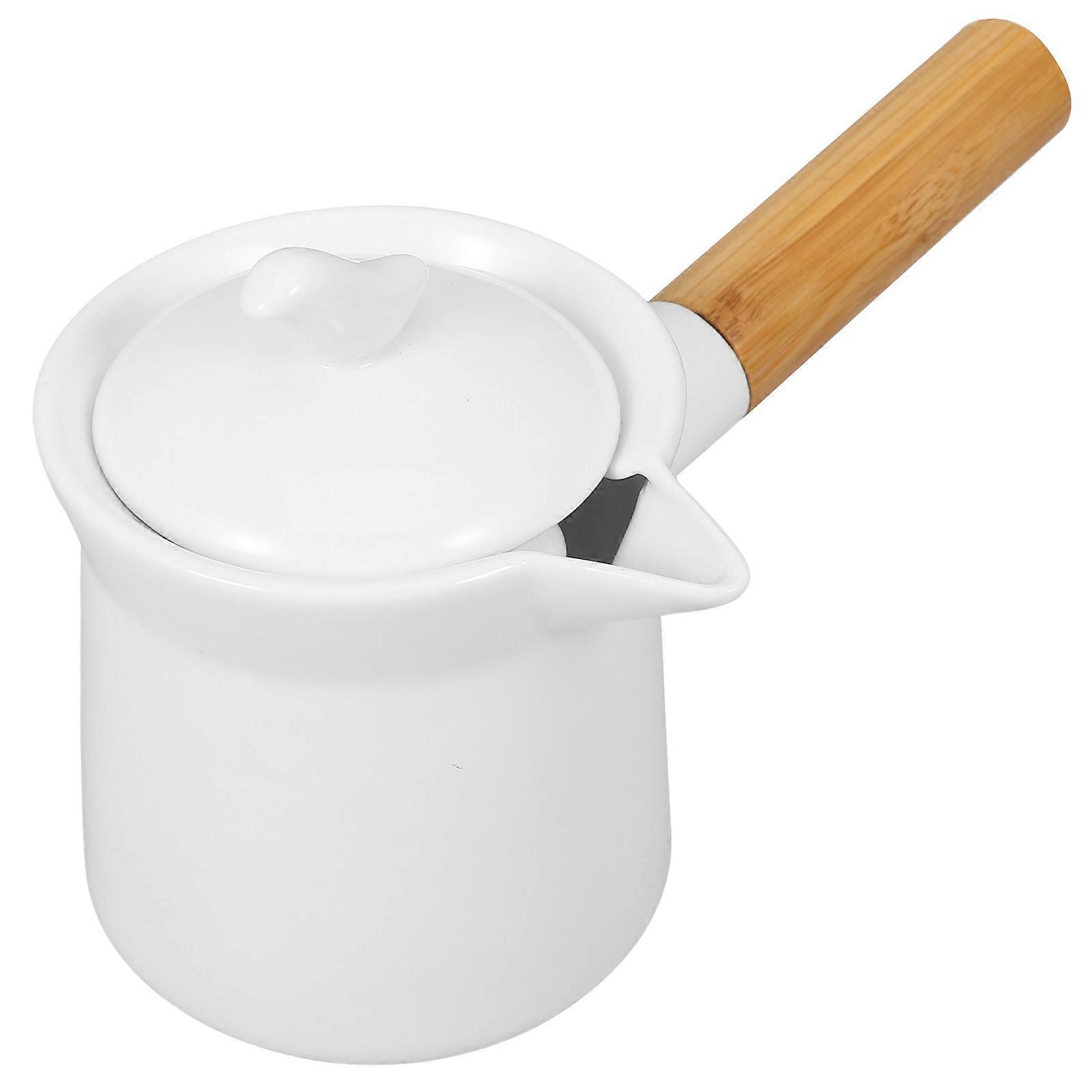 WoodHandled Ceramic Milk Pan, Easy Cleaning, Durability