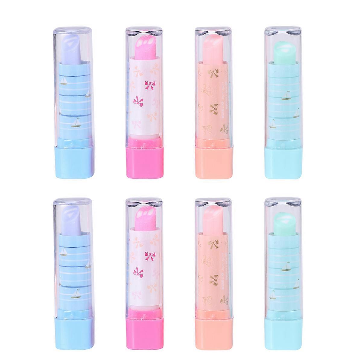 Lipstick Eraser 10Pcs Assorted Color Pencil Eraser for Kids with Durable Design