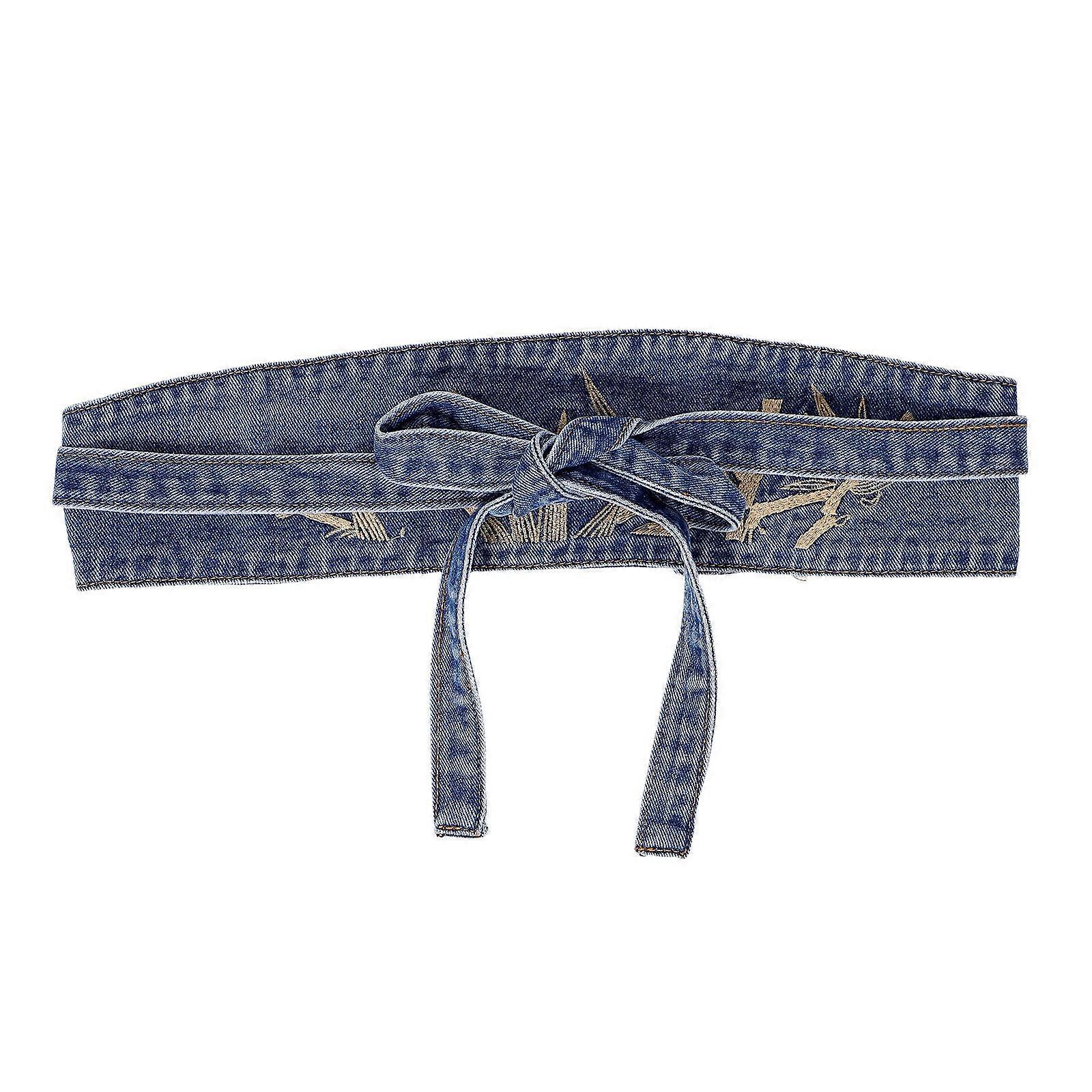 Waist Defining Corset, Durable Denim Construction with Creative Embroidery