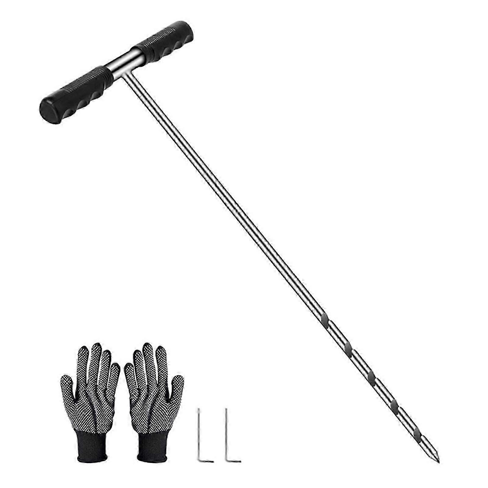 Soil Sample Probe Set Stainless Steel Soil Sample Collecting Probe with T-Handle Adjustable Rustproof Easy Soil Sampling Probe for Agriculture Geology