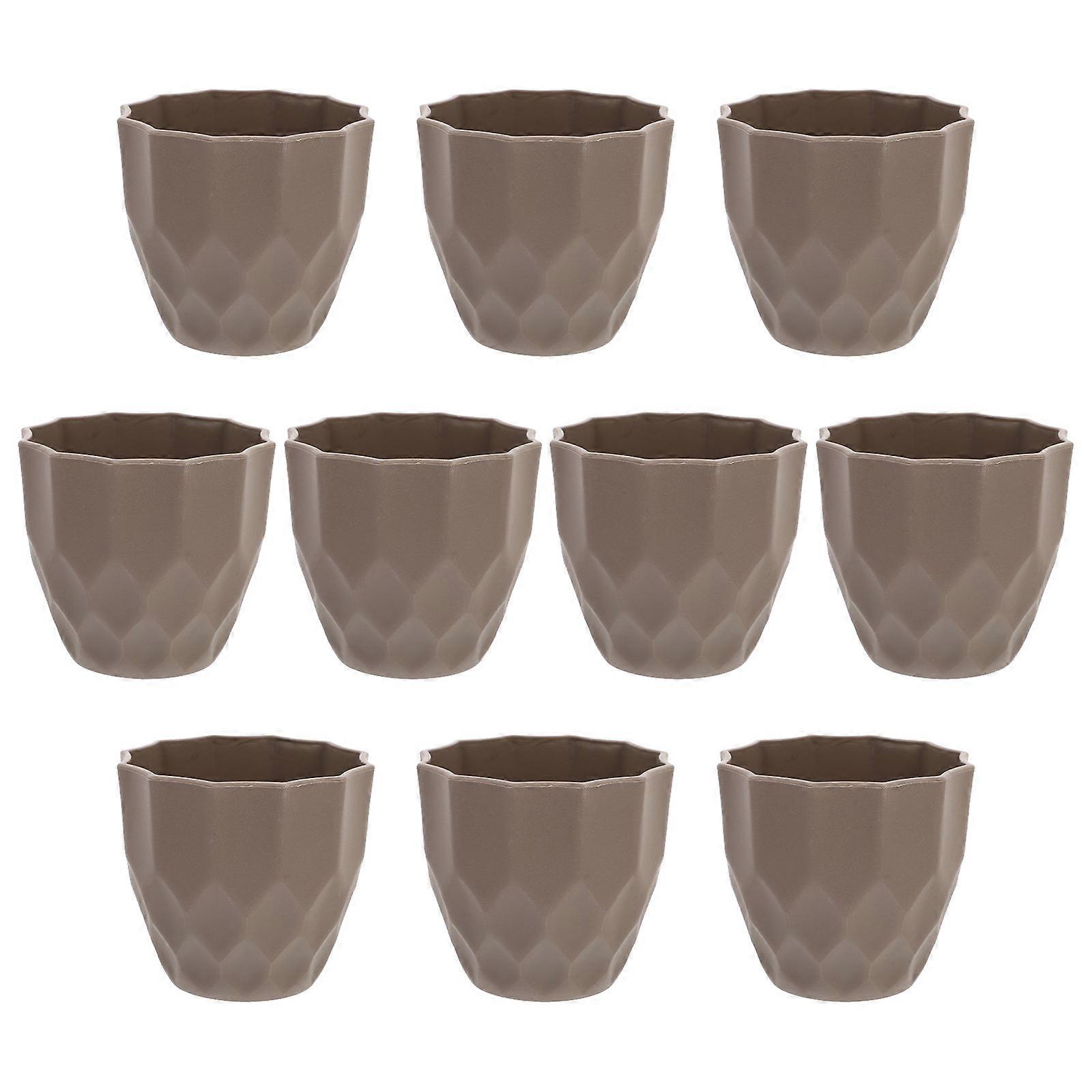 Creative Plastic Planter for Storage Use Coffee Color Lightweight Durable 10 Pcs Mini Flowerpot