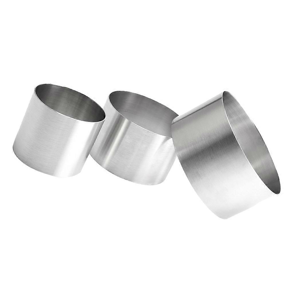 Baking Tool Mousse Cutting and Baking Round Shape Silver Color 3Pcs