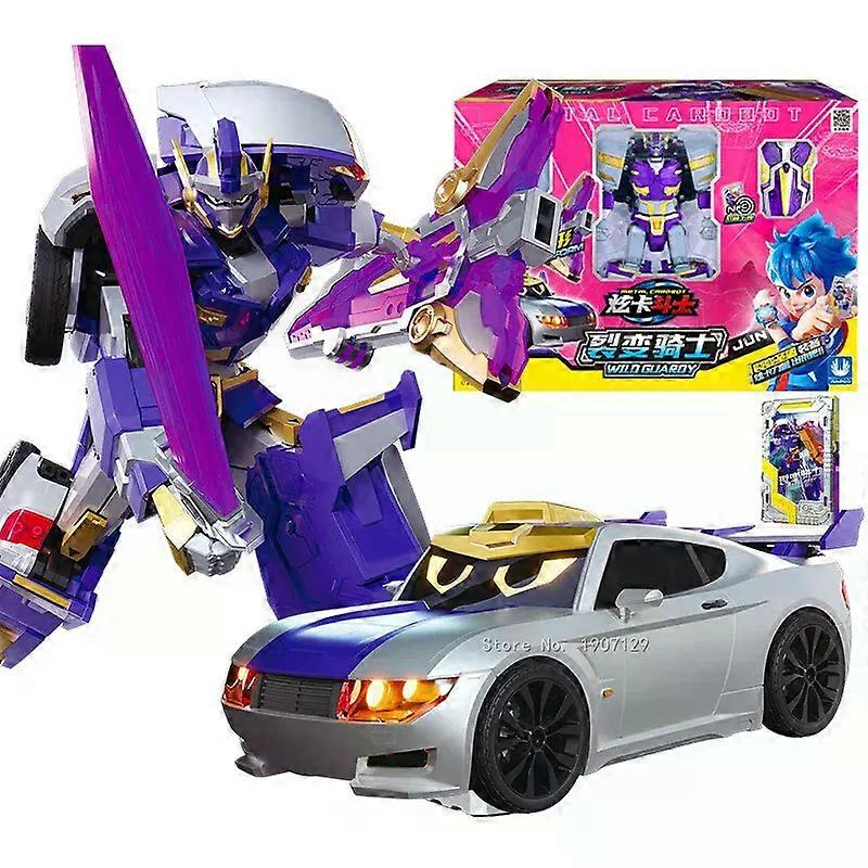 New Metal  Transforming Car to Robot Action Figures BLUE COP with Card Transformation Robot Toys for Child Gift