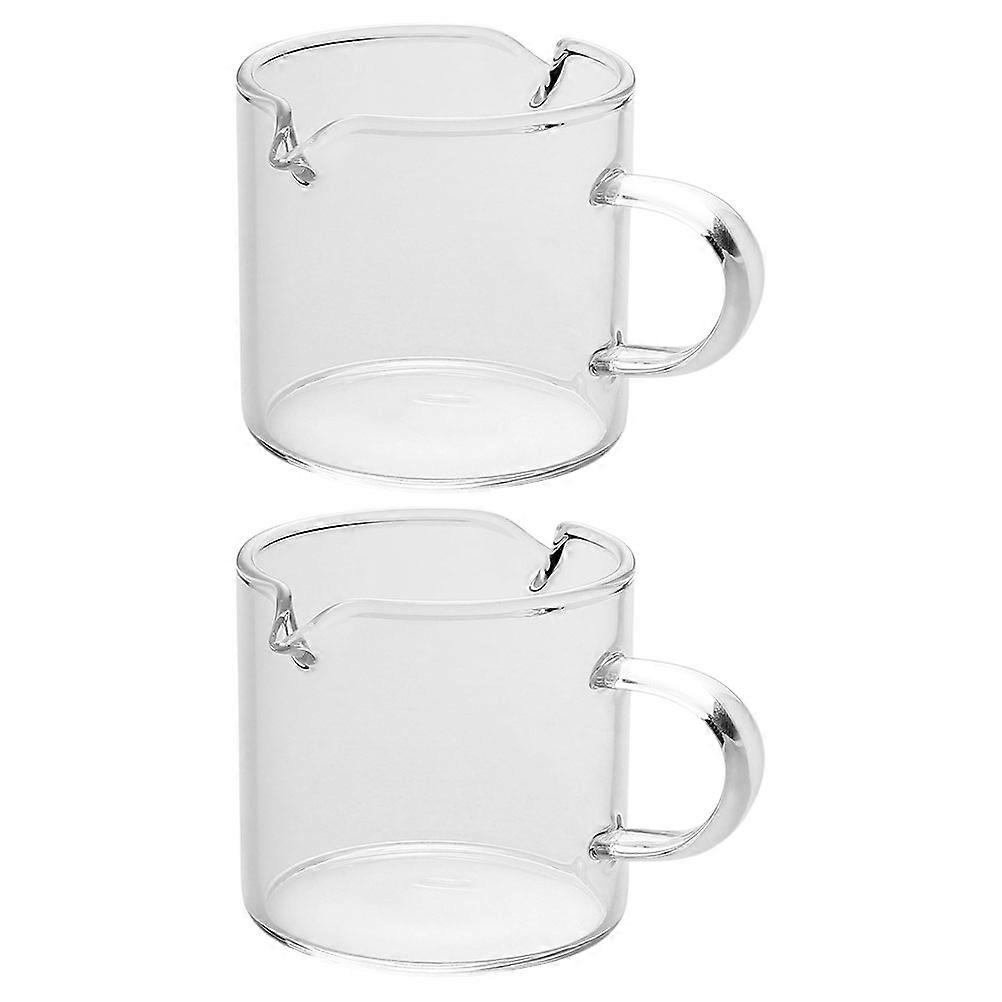 2pcs Mini Glass Espresso Cups with Transparent Creamer Pitcher for Coffee Lovers – Perfect for Home, Bar, and Milk Frothing Use