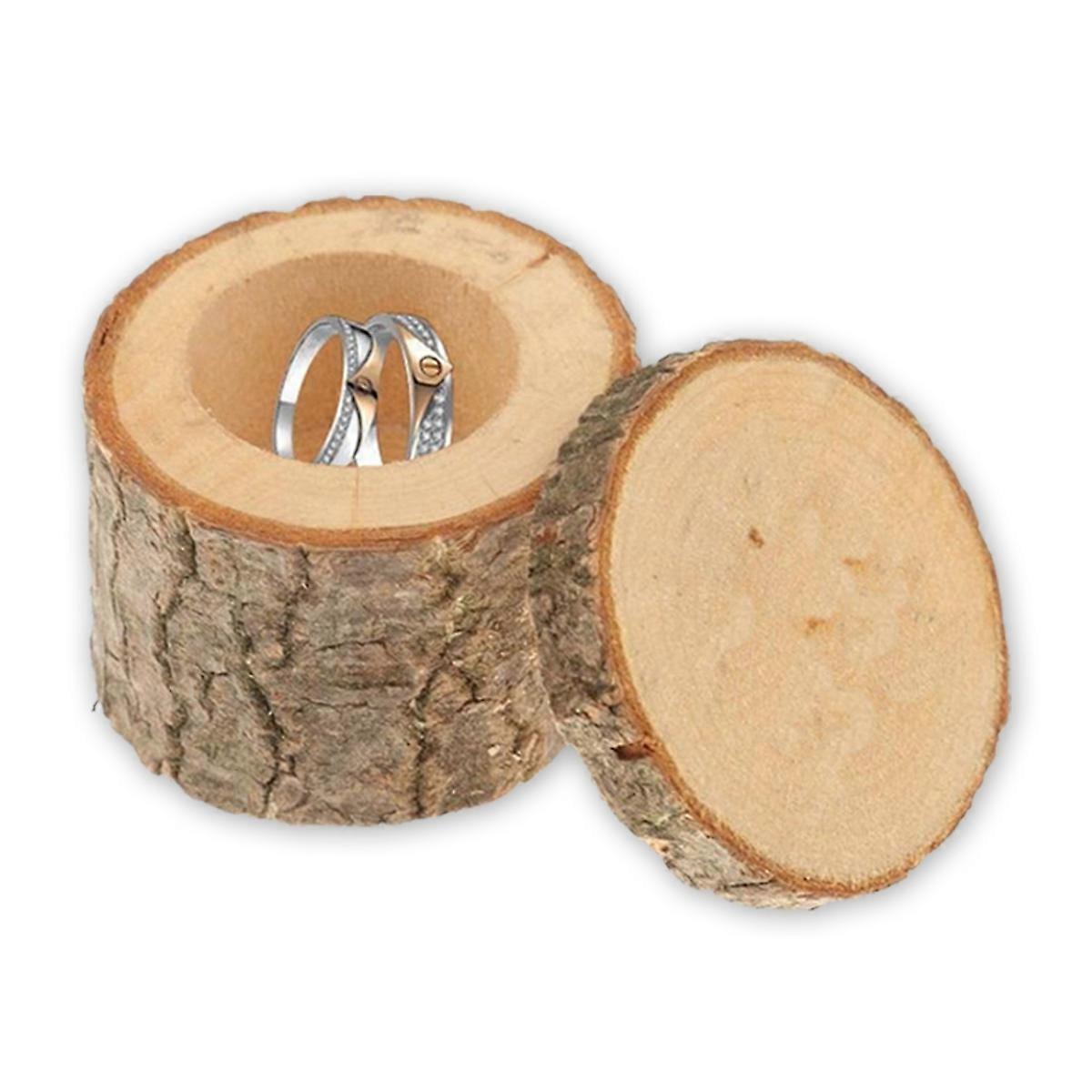 Wooden Ring Box Rustic Style Wedding Keepsake Valentines Day Use Brown Color Rectangular Shape 6.00X6.00X5.20CM 1Pcs