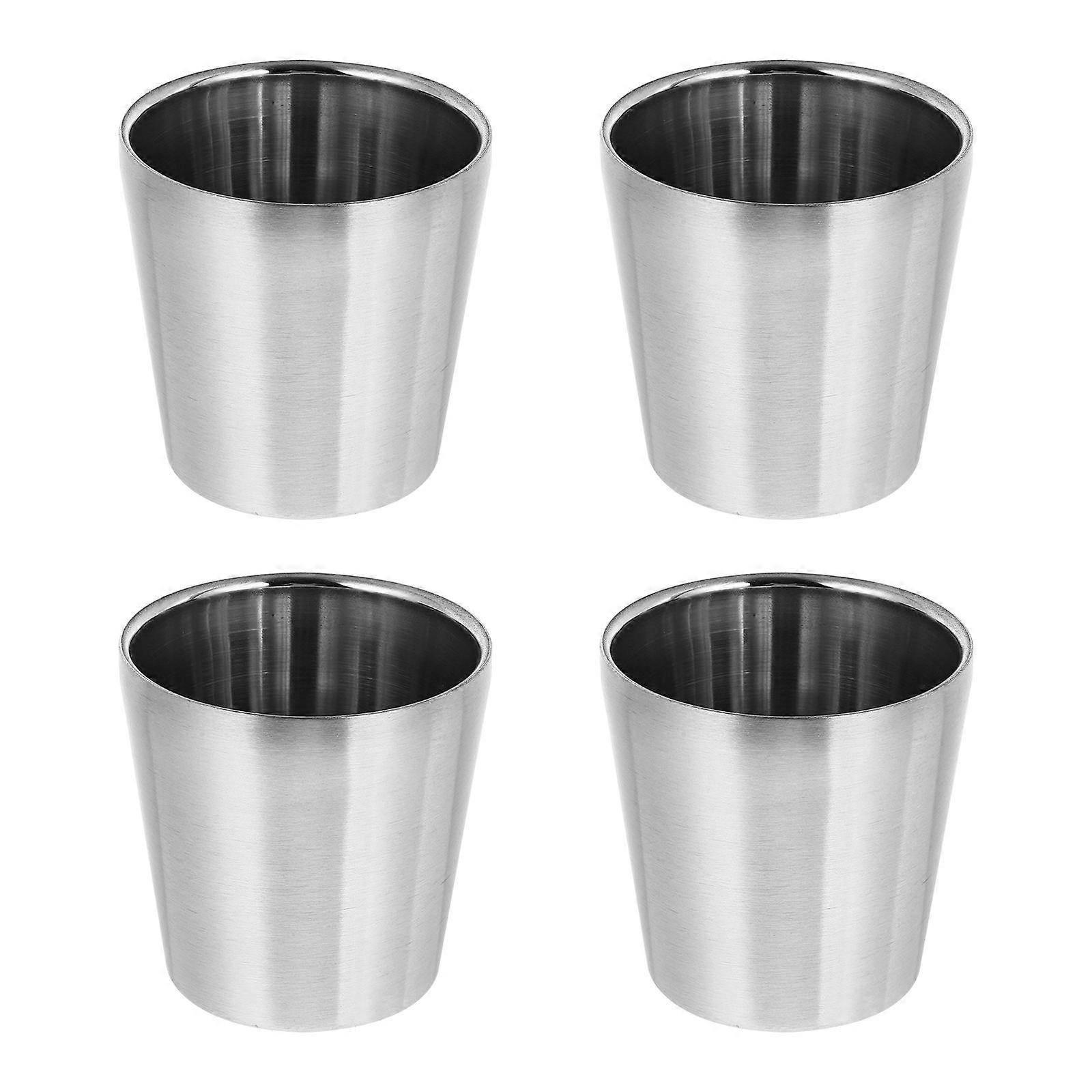 Hiking Cup Stainless Steel Water Cups Rustproof Multipurpose Silver 180ml 4Pcs