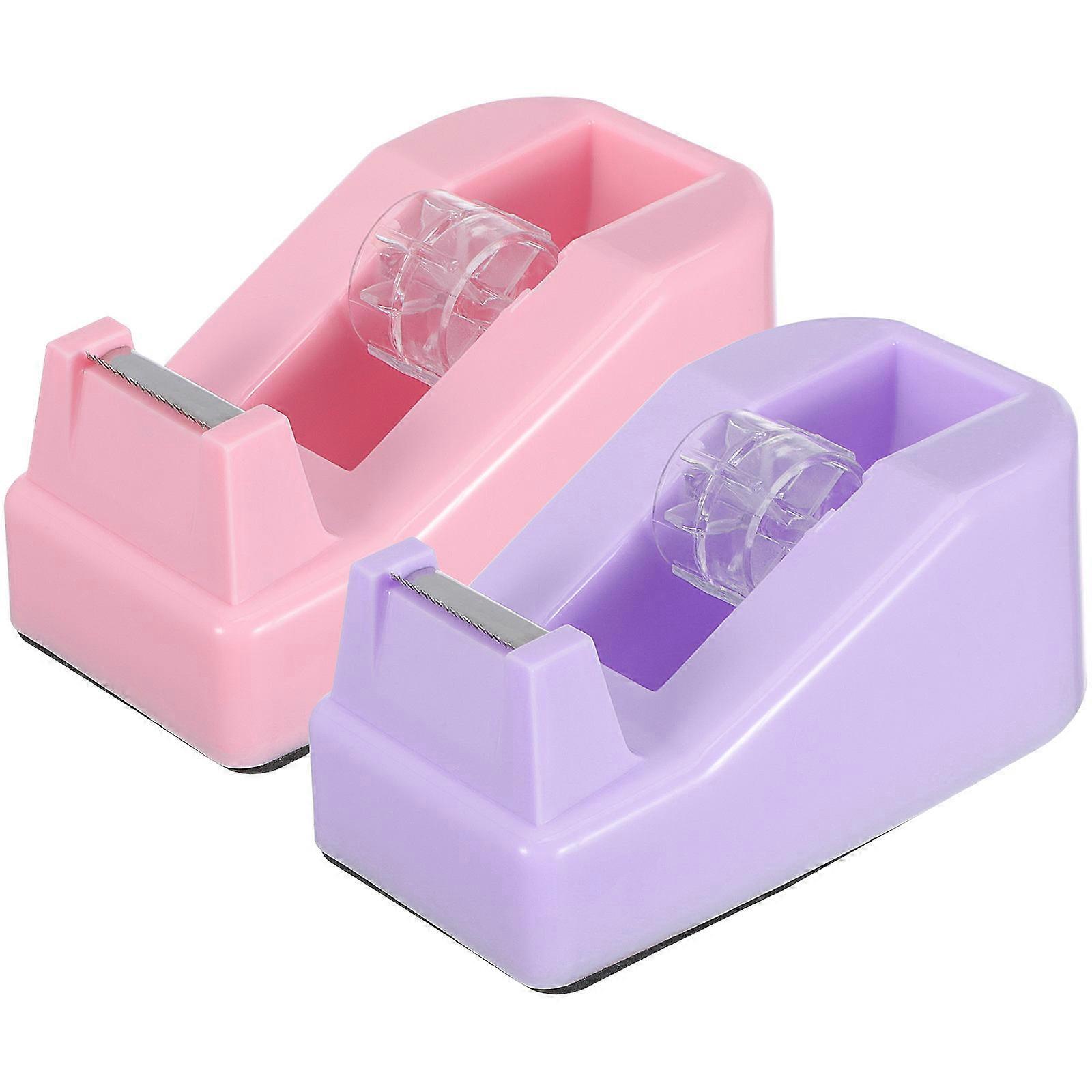 Kids Tape Dispenser Portable Tape Cutters Adorable Sticker Dispensers Office Use Assorted Color Round Edges 2Pcs