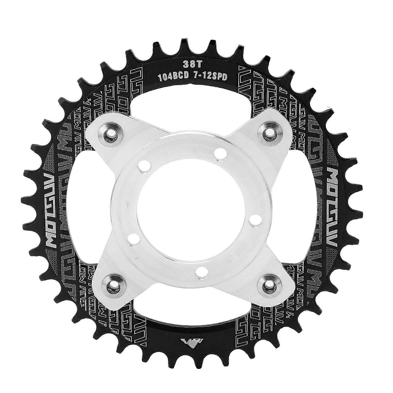 104BCD 38T Electric Bike Chainring & Adapter Aluminum Alloy CNC Cutting for Bafang BBS01 Mid Drive Motor Black