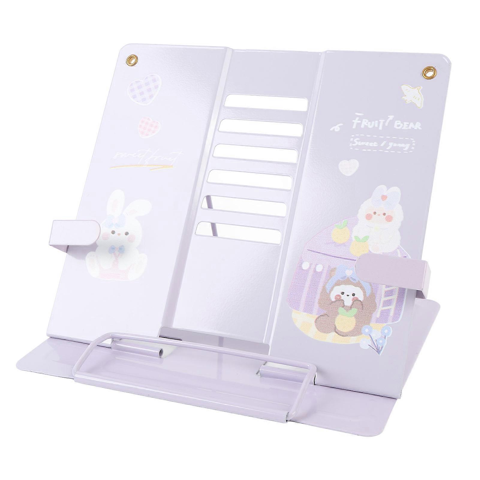Support de livre de bureau, support de lecture, plaque d'acier stable, réglable pour tablettes, téléphones, motif lapin mignon