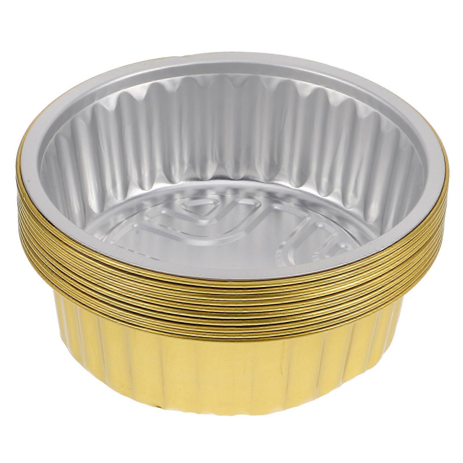 10 יחידות רדיד אלומיניום עבה עגול אפייה תבניות חום עמיד מזון מיכלי לתנור מיקרוגל אוויר טיגון בית מנגל קמפינג שימוש