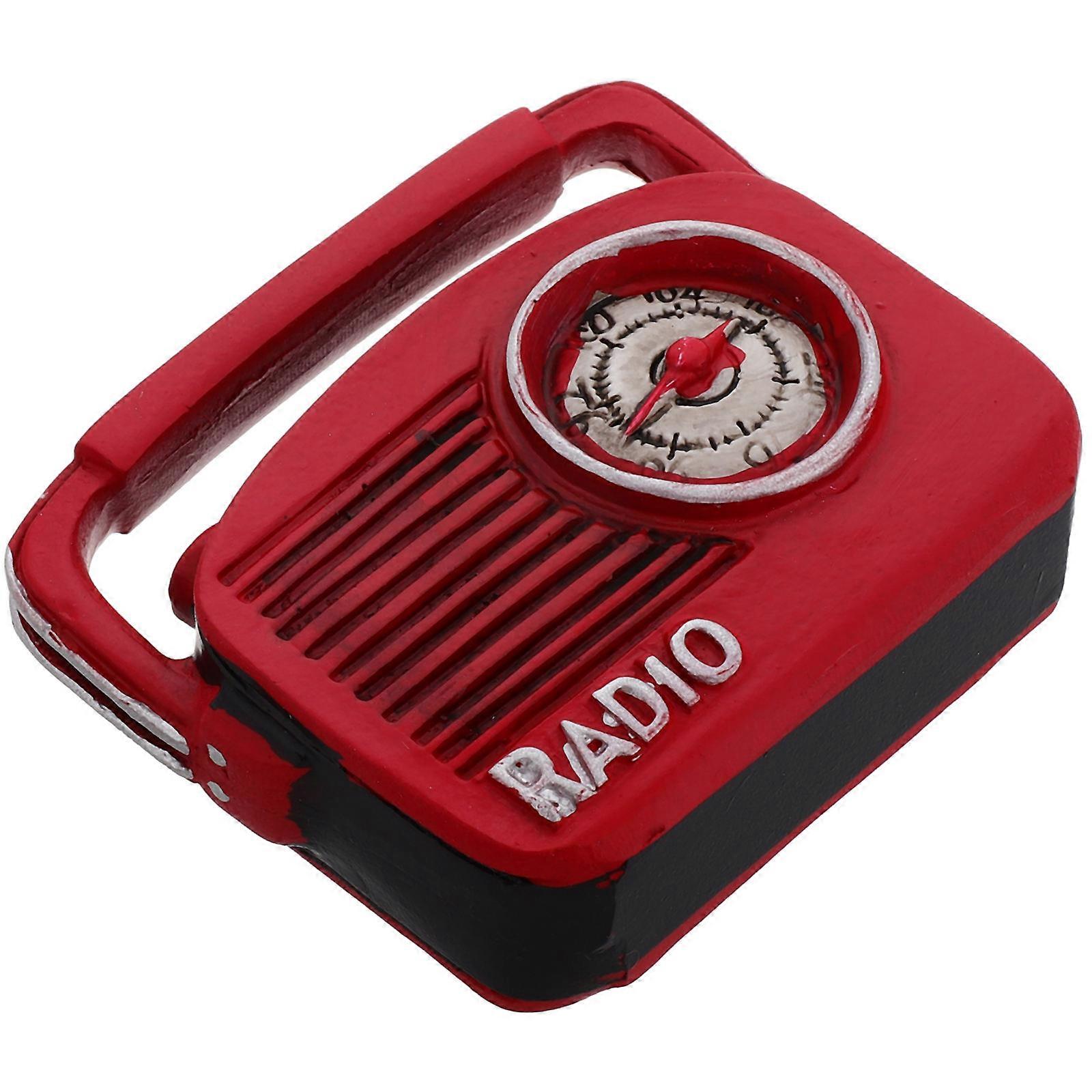 Miniature Retro Radio Model Resin Rectangular Indoor Use Home Decoration 1Pcs